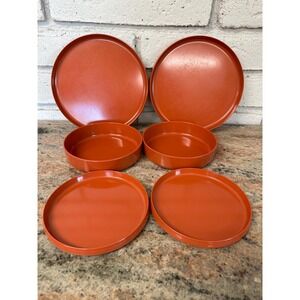 Lot of 6 Oblique By Pmc  Melamine Plates & Bowls Mid Century Modern H2 H3 H7